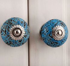 Turquoise Black Etched Knobs